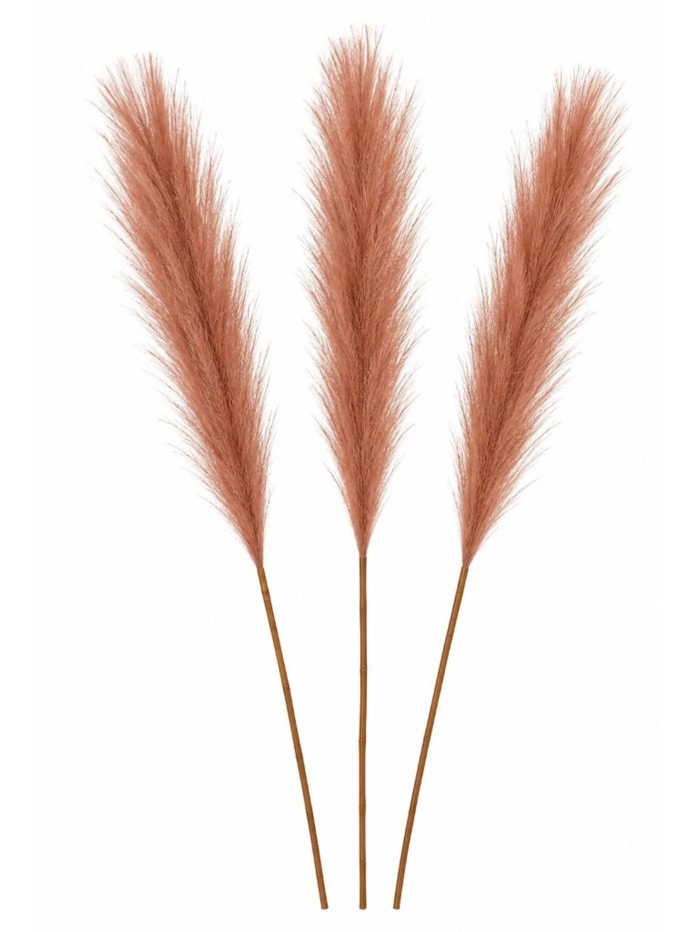 Faux Pampas Grass 3 Stems Chestnut Brown 26 Inch Artificial
